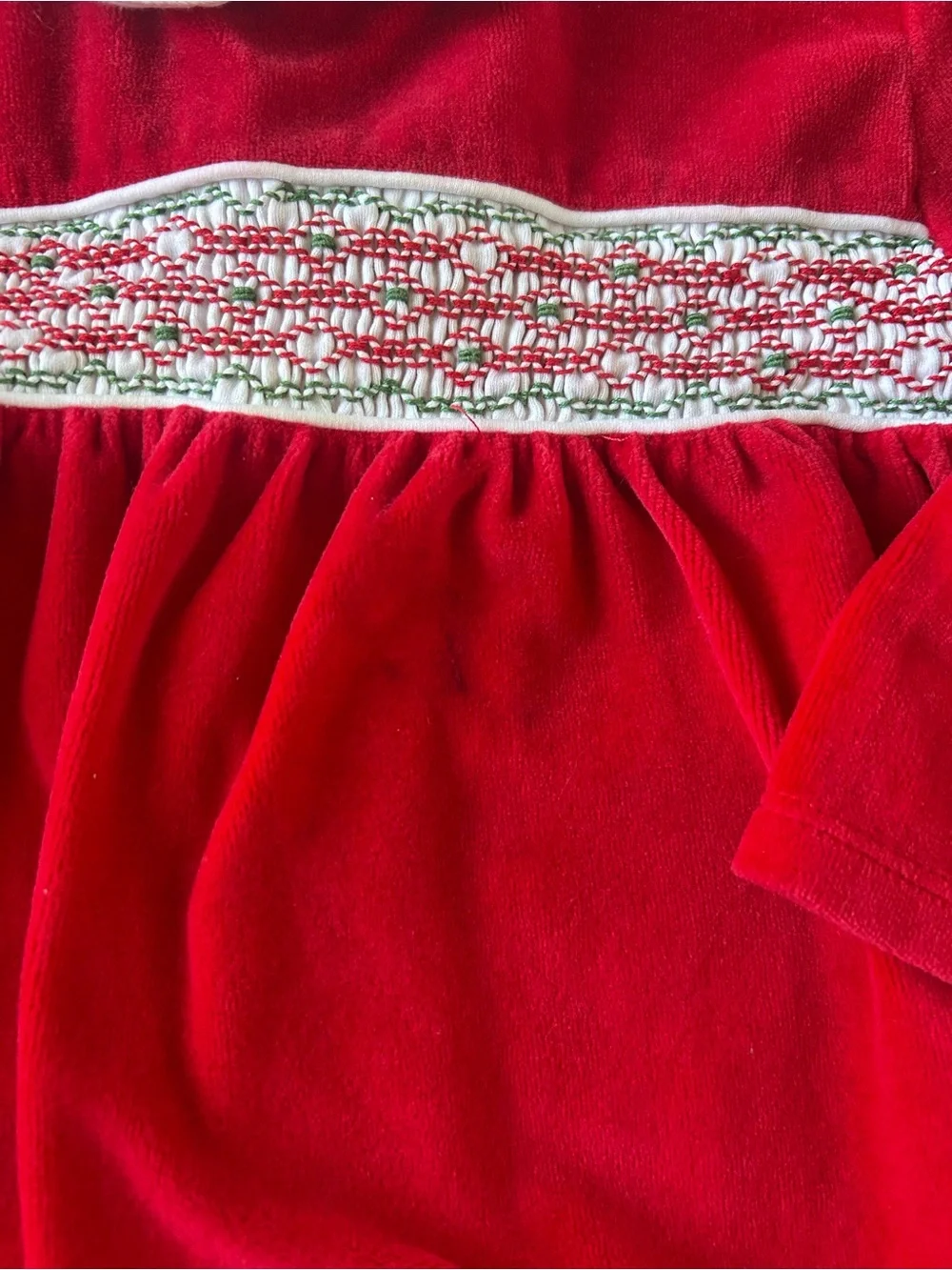 Kissy Kissy Red Velour Smocked Christmas Dress Bloomer Set 18-24M